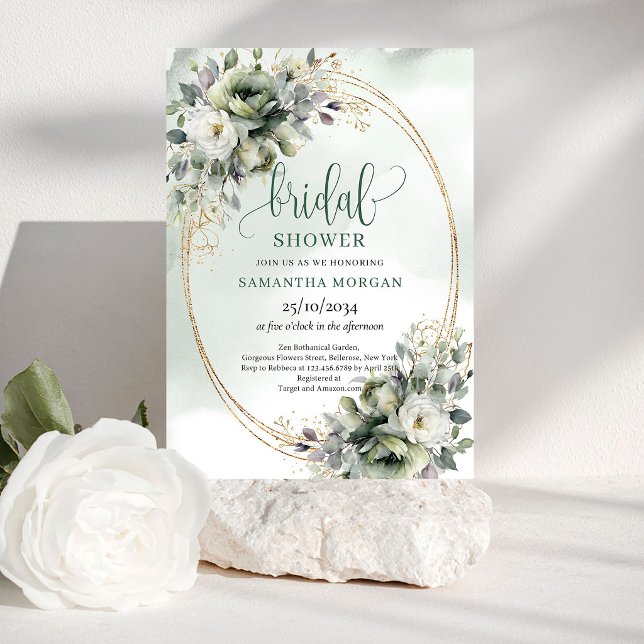 Faire-part de bains de mariée à l'aquarelle botani (Botanical Watercolor Bridal Shower Invitation)