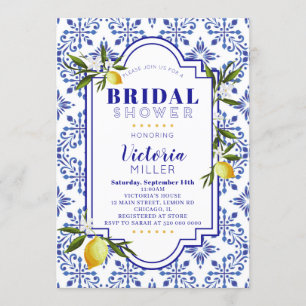 Faire-part de bains de mariée à l'aquarelle Navy e