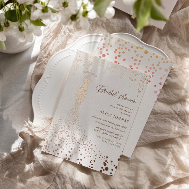Faire-part de bains de mariée en feuille d'or Robe (Créateur téléchargé)