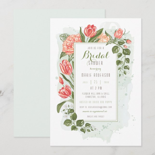 Faire-part de baiser de noces Floral Embrace (Devant / Derrière)