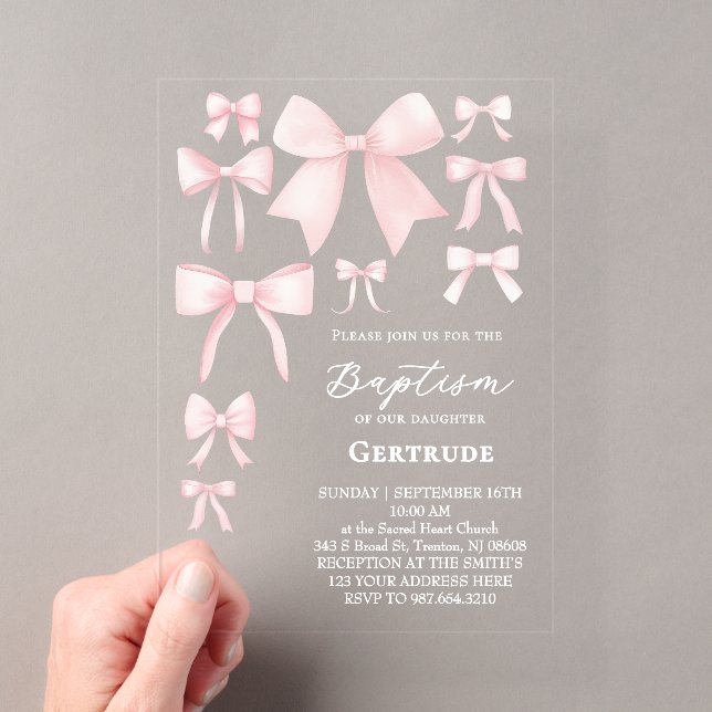 faire-part de baptême avec rubans roses (In situ (ordinateur de poche))
