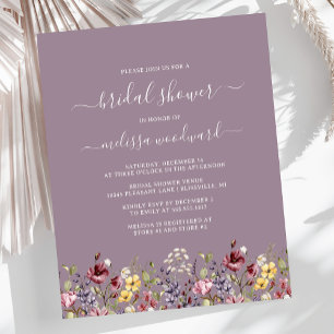 Faire-part de bapteme Boho Wildflowers Mauve