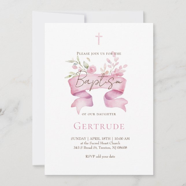 faire-part de baptême bouquet délicat (Devant)