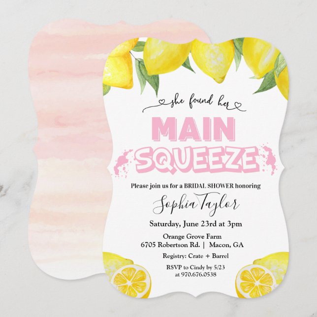 Faire-part de bapteme civil Lemon Main Squeeze (Devant / Derrière)