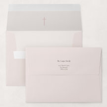 Faire-part de baptême Croix Religieuse Grace Blush