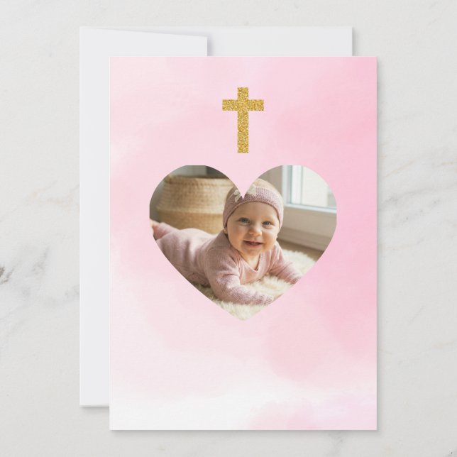 Faire-part de baptême de bébé fille modifiable  (Dos)