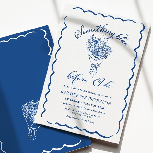 Faire-part de bapteme de mariage à motif bleu et à (Créateur téléchargé)