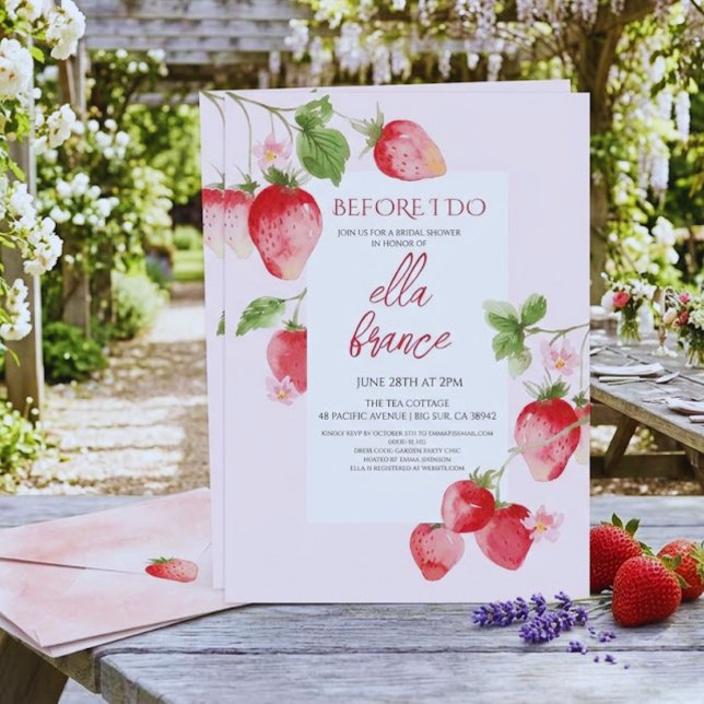 Faire-part de bapteme de mariage aux fraises Berry (Créateur téléchargé)