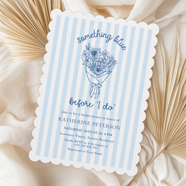 Faire-part de bapteme de mariage avec rayures bleu (Créateur téléchargé)