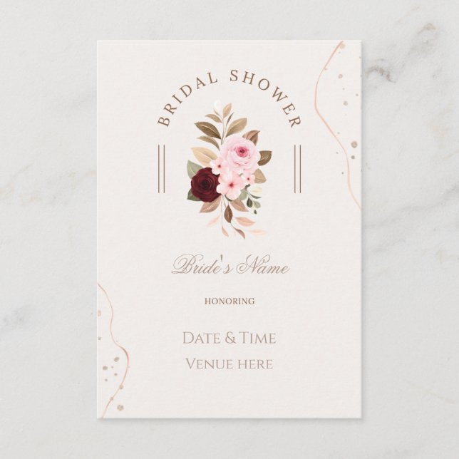 Faire-part de bapteme de mariage chic floral minim (Devant)