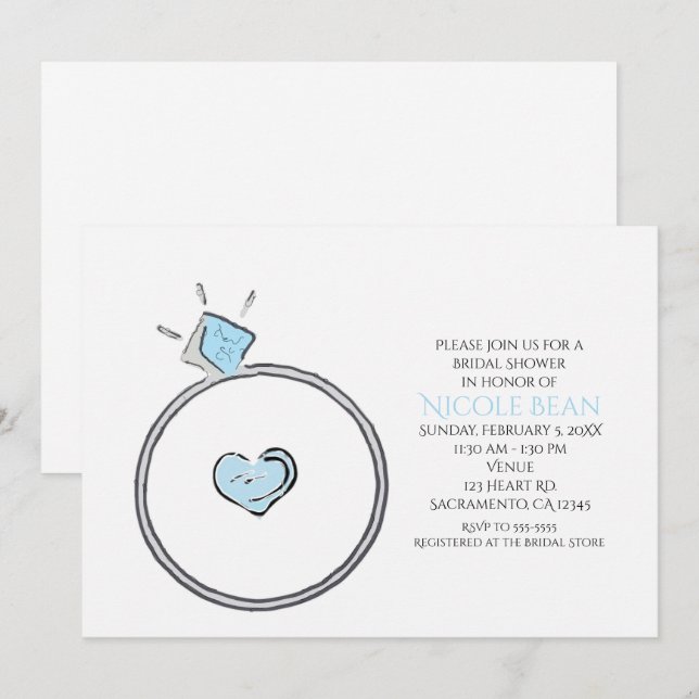 Faire-part de bapteme de mariage de bague de fianç (Devant / Derrière)