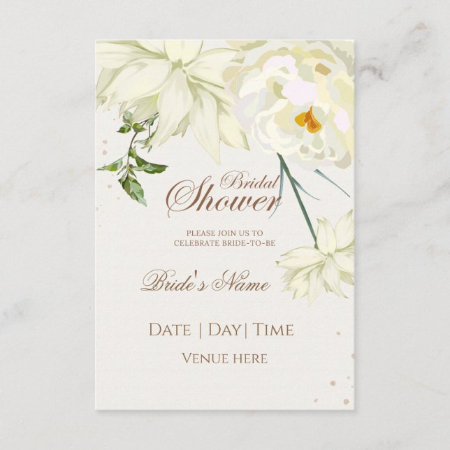 Faire-part de bapteme de mariage floral éthéré (Devant)
