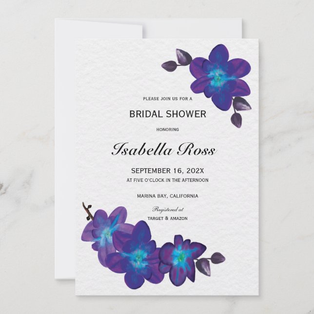 Faire-part de bapteme de mariage imprimable Orchid (Devant)