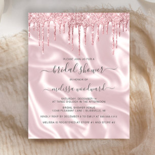 Faire-part de bapteme de mariage rose pailleté sat