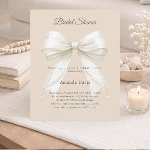 Faire-part de bapteme de mariage ruban en ivoire c