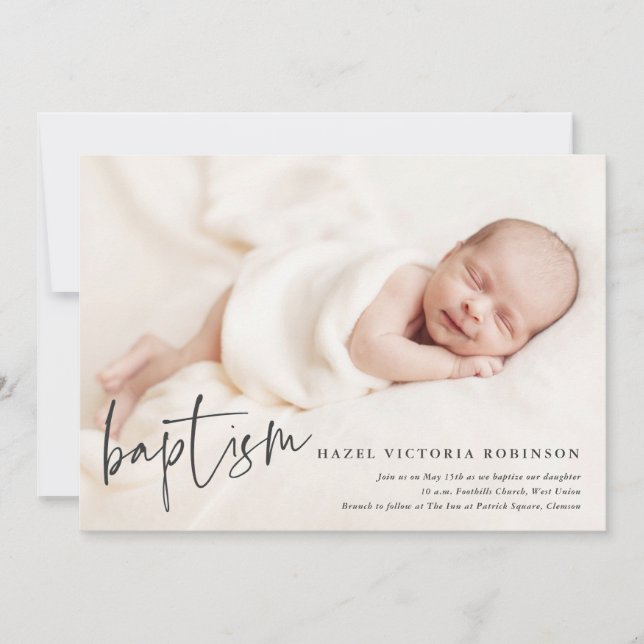 Faire-part de baptême et de christening de script  (Devant)