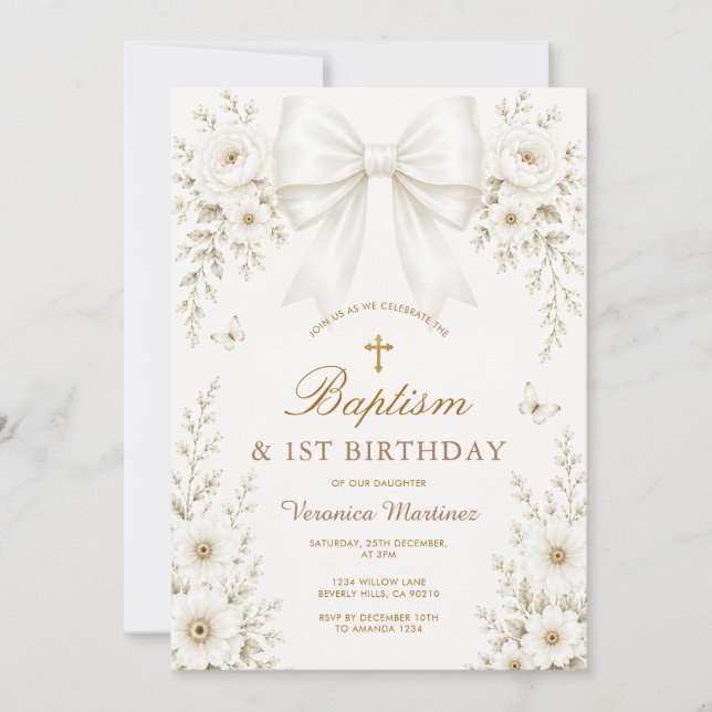 Faire-part de baptême et de premier anniversaire a (Devant)