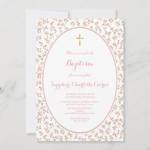 Faire-part de baptême fille aquarelle fleurs paste