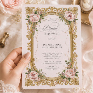 faire-part de bapteme floral victorien