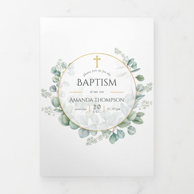 Faire-part de baptême géométrique à l'aquarelle d' (Page de couverture)