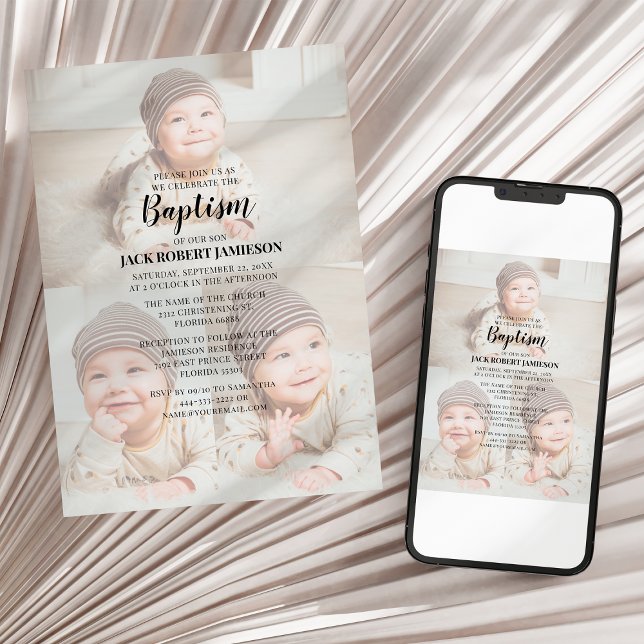 Faire-part de baptême moderne en collage de photos (Créateur téléchargé)