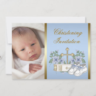 Faire-part de baptême pour bébé garçon avec photo 