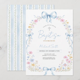 Faire-part de baptême pour bébé garçon Wildflower 