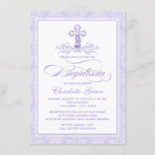 Faire-part de baptême violet