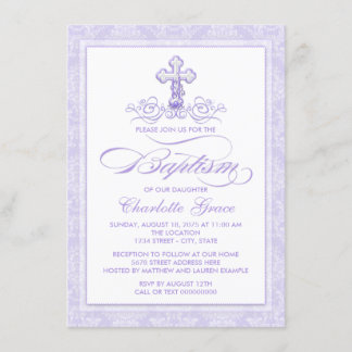 Faire-part de baptême violet