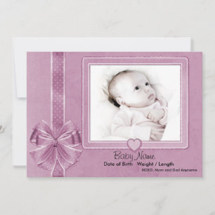 Faire-part de bébé à rebut rose