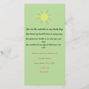 Faire-part de bébé avec le poème