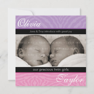 FAIRE-PART DE BÉBÉ DE JUMEAUX : : harmonie