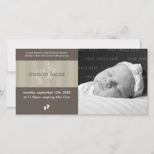 FAIRE-PART DE BÉBÉ DE PHOTO : : pieds heureux de