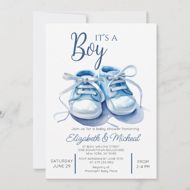 Faire-Part de Bébé Garçon pour Baby Shower (Devant)