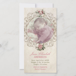 Faire-part de bébé Rose vintage