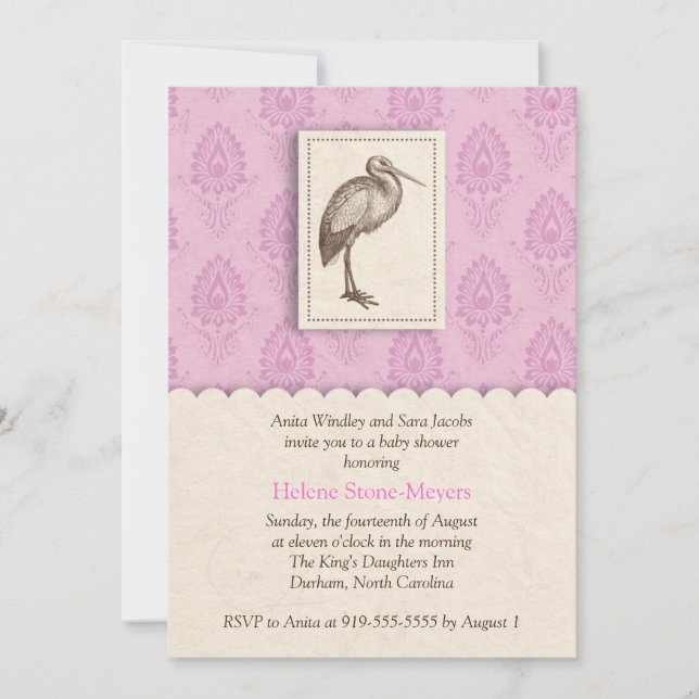 Faire-part de bébé| Stork| Fille (Devant)