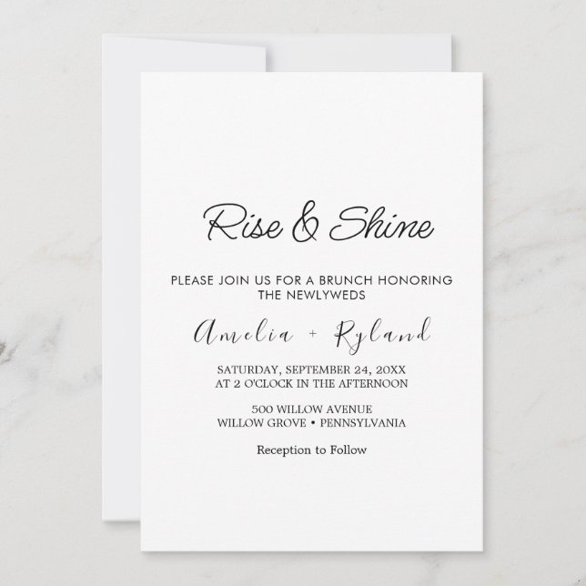 Faire-part de brunch de mariage à la calligraphie  (Devant)