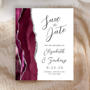 Faire-part de budget Agate Bourgogne Argent Script