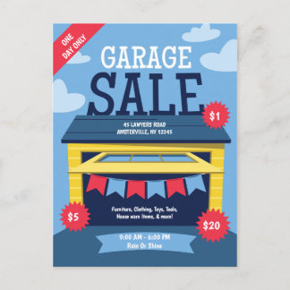 Faire-part de carte postale de la vente de garage
