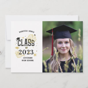 Faire-part de célébration de la graduation noire e