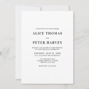 Faire-part de cérémonie de mariage simple moderne 