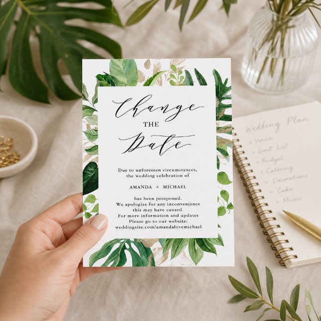 Faire-part de Changement de Date avec des Feuilles (Créateur téléchargé)