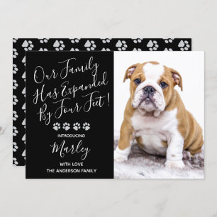 Faire-part de chiot - Elégant moderne Noir Nouveau