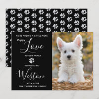 Faire-part de chiot - Elegant Noir Moderne Nouveau