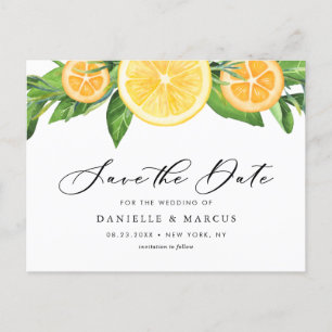 Faire-part de citron et orange à l'aquarelle