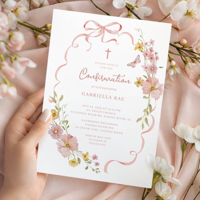 Faire-part de Confirmation Fleurie Rose (Créateur téléchargé)