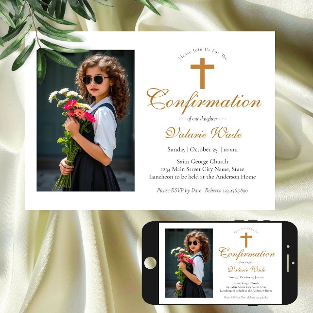 Faire-part de Confirmation pour filles avec photo  (Créateur téléchargé)