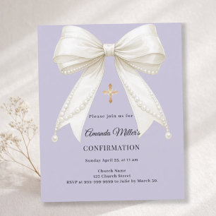 Faire-part de confirmation ruban de satin ivoire p