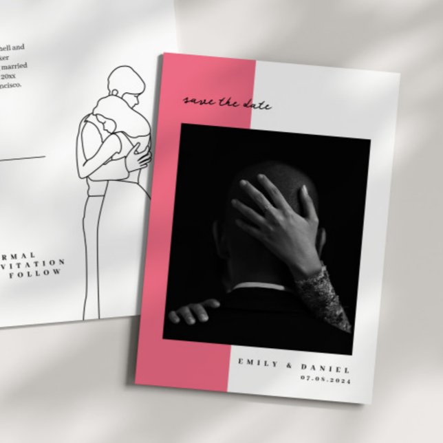 Faire-part de conservation de photo élégant rose (Créateur téléchargé)