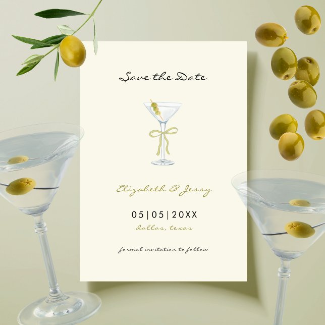 Faire-part de Coquette Martini avec nœud manuscrit (Créateur téléchargé)